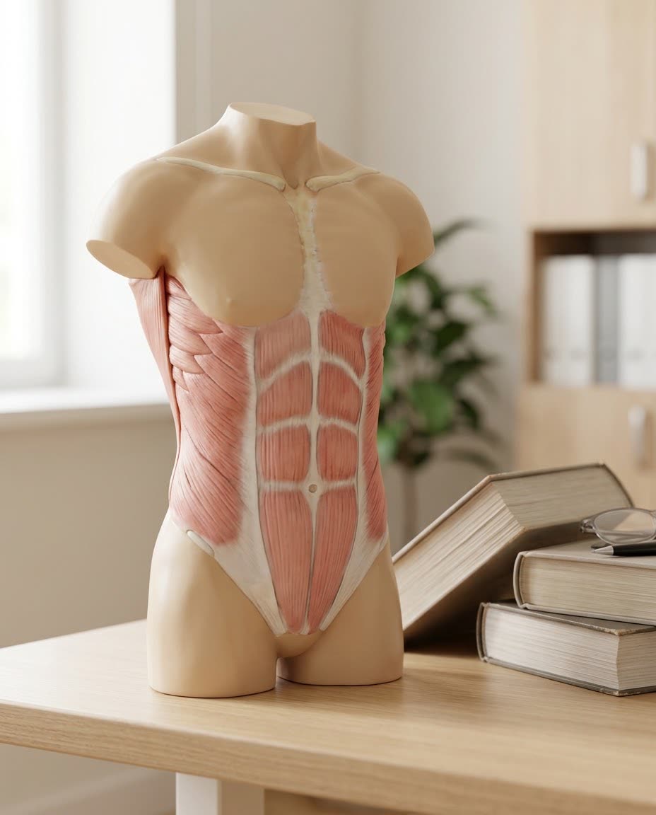 Modelo anatômico dos músculos do abdômen